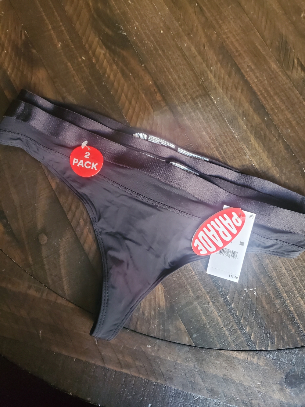 PARADE Women's Black Thong Panties - 2 Pack